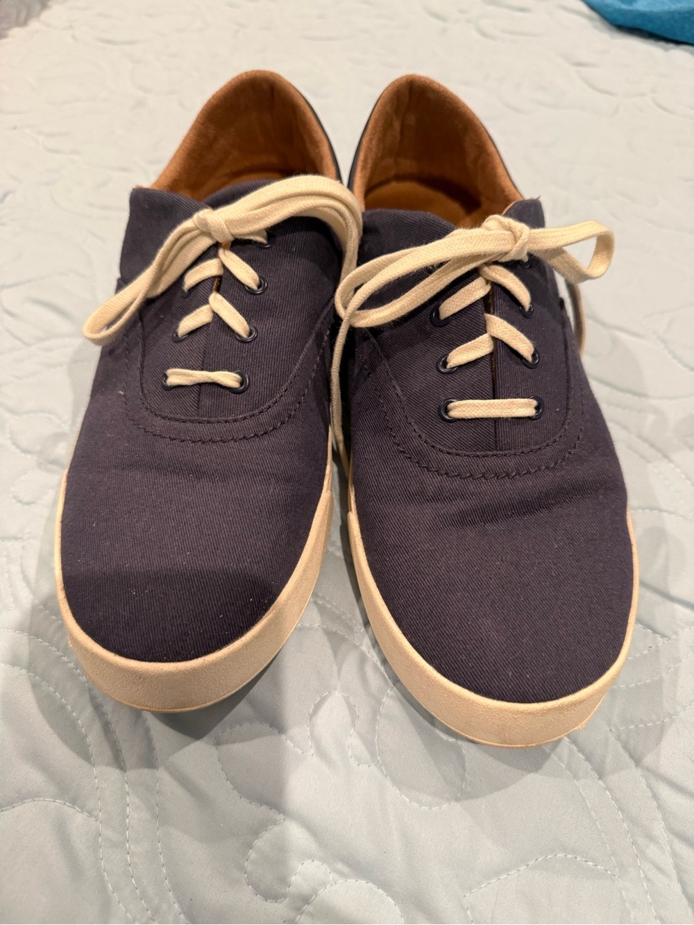 Classic women’s Navy Canvas Sneakers with Cream Laces